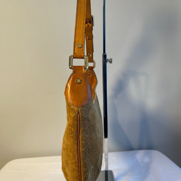 Celine Vintage Ava Macadam Suede Pochette Shoulder Bag, Mustard/Brown - Preowned - Picture 3 of 16